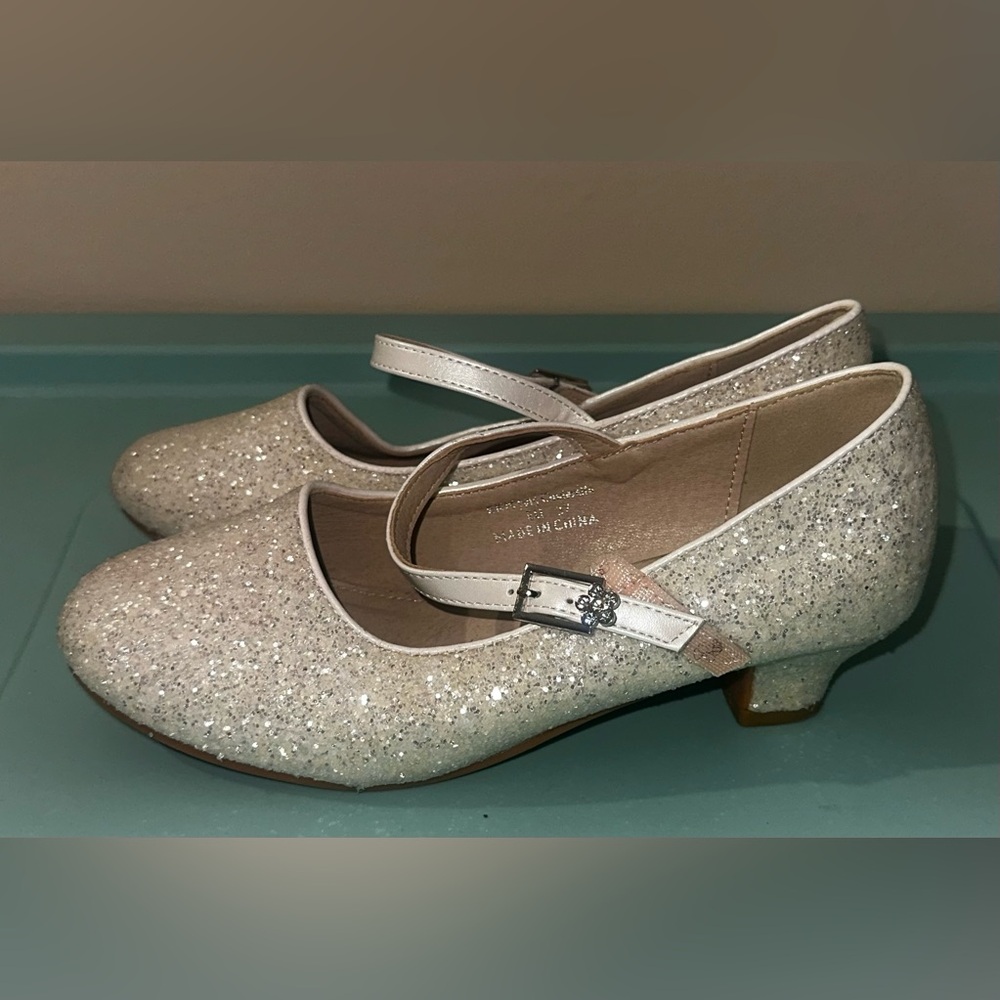 EKM 7015 Cinderella Glittery Cream Kids Dress Shoes